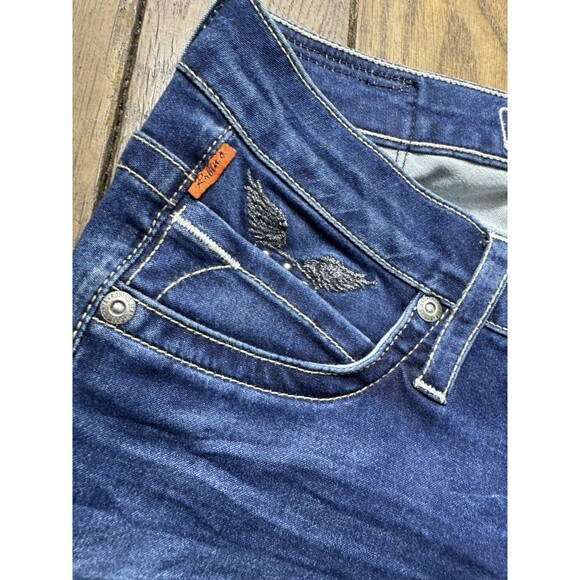 Y2K Robin's Jeans Black Embroidered Wings Jegging Skinny Jeans Size 24 Low Rise - Picture 6 of 7